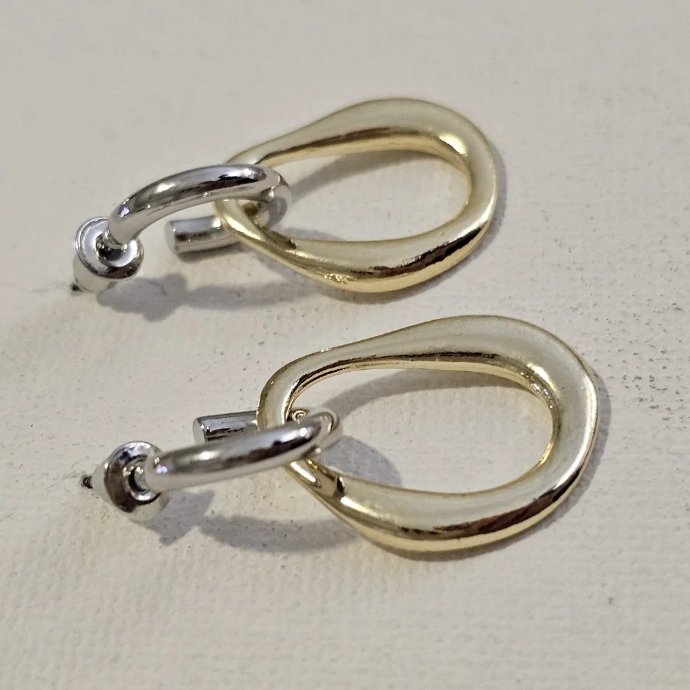 Two Tone Gold And Silver Earrings